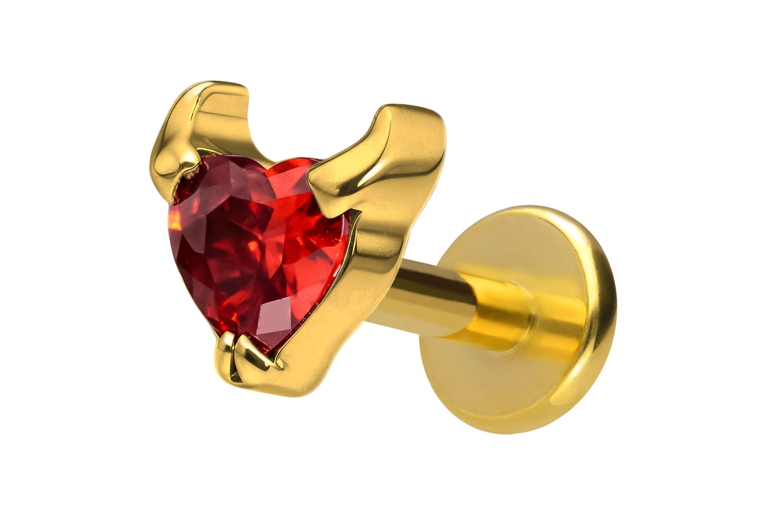 Titan Labret Piercing mit Innengewinde TEUFELSHERZ